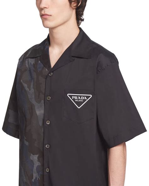 prada double match poplin shirt|Prada Men's Poplin Double Match Camp Shirt .